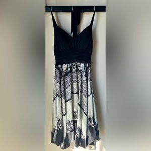 Sangria Black Silver Halter Top Silk Scarf Skirt Dress | Size 6 | Worn Once